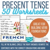 French verbs conjugation 50 WORKSHEETS Present Tense, for 