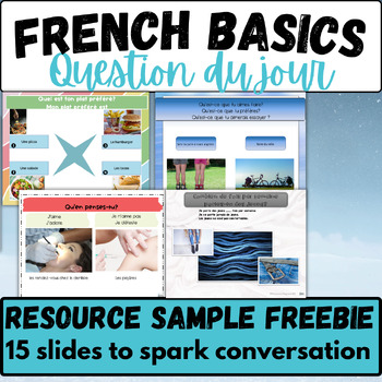 Preview of French core question du jour warm ups bell ringers FSl sample resource speaking