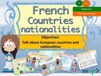 Preview of French countries and nationalities, les pays et nationalités PPT for beginners