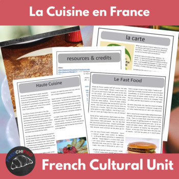 Preview of French reading comprehension French food activities and culture