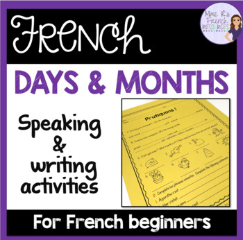 Preview of French day of the week & dates worksheets & activities JOURS DE LA SEMAINE
