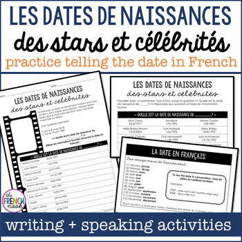 Preview of French dates practice / Les dates de naissances des stars et célébrités