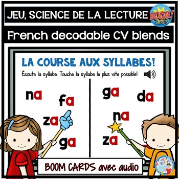 Preview of French decodable CV blends Boom Cards game | jeu syllabes science de la lecture