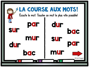 Mots fréquents décodables jeu de lecture sur Boom avec audio French sight  words