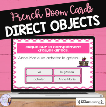 Preview of French direct objects BOOM CARDS digital task cards COMPLÉMENT D'OBJET DIRECT