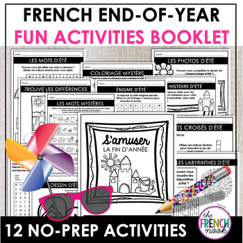 Preview of French end of year activities | FUN summer FSL vocabulary activity booklet