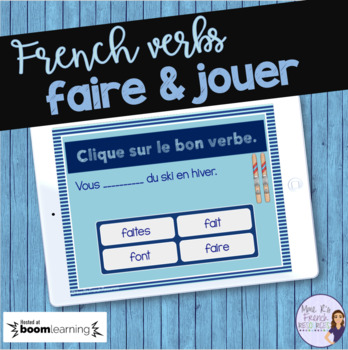 Preview of French faire and jouer BOOM CARDS French verb conjugation practice