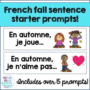 Preview of French fall / l'automne - sentence starter prompts