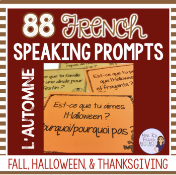 Preview of French Thanksgiving & Halloween fall speaking activity AUTOMNE L'ACTION DE GRACE