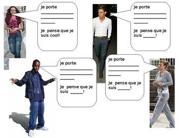 Preview of French fashion clothing with adjectives