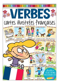 Preview of French flash cards LES VERBES (actions / verbs) - cartes d'images Français