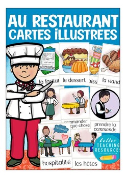 Preview of French flash cards - au restaurant (food + eating out) - Français
