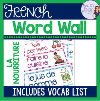 Preview of French food word wall MUR DE MOTS LA NOURRITURE