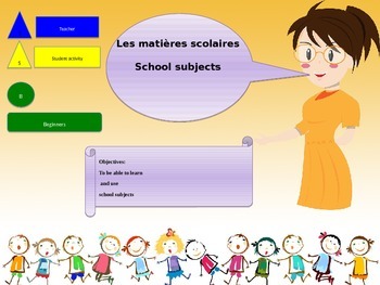 Preview of French freebie school subjects for beginners
