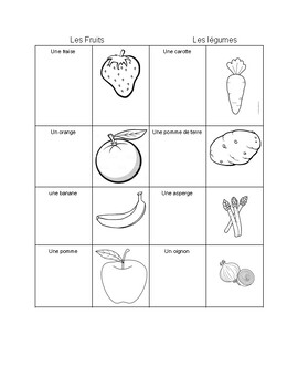 Preview of French fruits and vegetables vocab and pictures (Les fruits/les lègumes)