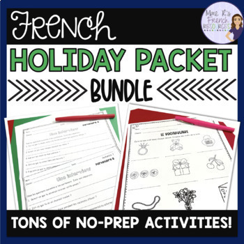 Preview of French worksheets for holidays BUNDLE OF HOLIDAY-THEMED FRENCH ACTIVITIES
