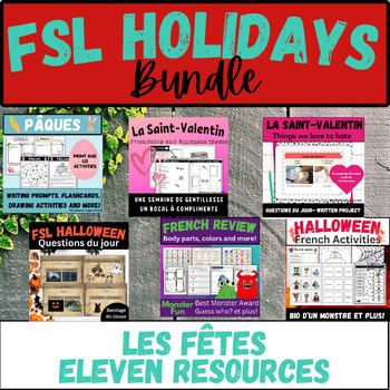 Preview of Core French growing Holiday bundle speaking writing activities FSL Noel & more!