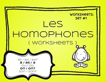 french homophones francais worksheets set 1 by mme beliveau