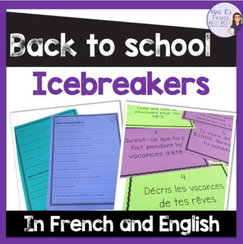 Preview of French icebreakers back to school activities ACTIVITÉS POUR LA RENTRÉE
