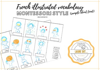 Preview of French illustrated vocabulary - Montessori style (FREE sample about food)