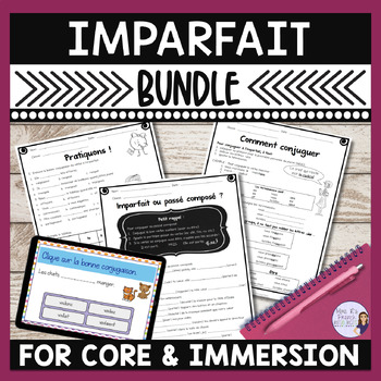 Preview of French imparfait unit bundle : French worksheets, games, speaking activities