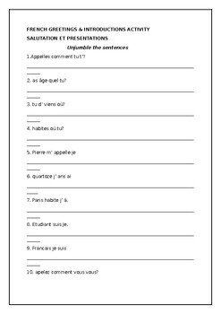 Preview of French introduction activity