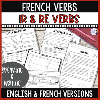 Preview of French -ir & -re verbs worksheets for core & immersion LES VERBES EN -IR ET -RE