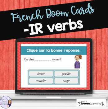 Preview of French -ir verbs digital task cards BOOM CARDS VERBES EN -IR