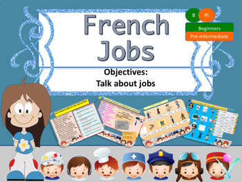 Preview of French jobs, les métiers PPT for beginners