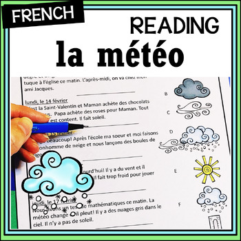 Preview of French – la météo/weather - reading comprehension, vocabulary building