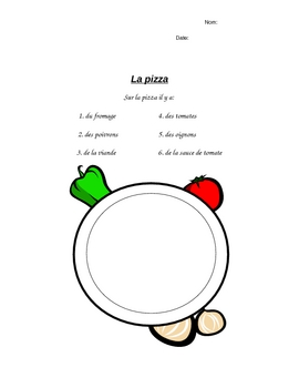 Preview of French la pizza drawing activity