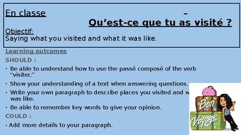 Preview of French lesson - Qu’est-ce que tu as visité ?