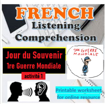 Preview of French listening comprehension 1 | écoute | Jour du Souvenir Remembrance Day