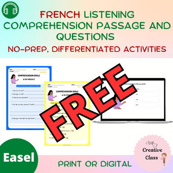 Preview of FREE: 1 French listening comprehension passage and questions