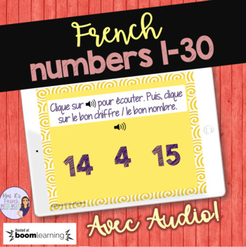 Preview of French listening comprehension : numbers 1-30 BOOM CARDS : Les nombres