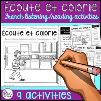 Preview of French listening/reading activities - écoute et colorie