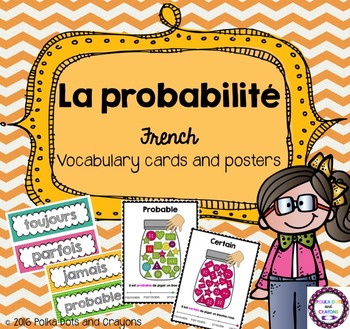 Preview of French Probability Vocabulary Cards and Posters (la probabilité)