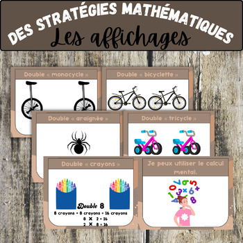 Preview of French math strategies affichages boho des stratégies mathématiques doubles