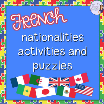 Preview of French nationalities vocabulary activities and puzzles