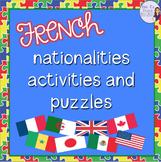 French nationalities vocabulary activities and puzzles