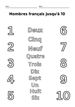French numbers 1-10 worksheet for grade 1 2 3 - french numbers to 10 ...