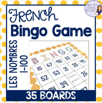 Preview of French bingo numbers 1-100 for core French & immersion JEU POURS LES NOMBRES