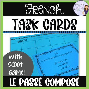 Preview of French passé composé Scoot game and task cards CARTES À TÂCHES
