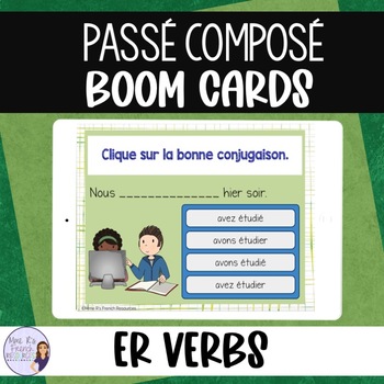 Preview of French passé composé -er verbs BOOM CARDS: CONJUGAISON VERBES EN ER