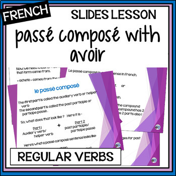 Preview of French passé composé/past tense-avoir slides lesson-regular verbs