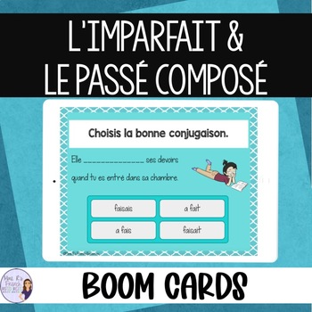 Preview of French passé composé and imparfait digital task cards BOOM CARDS
