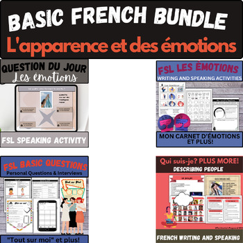 Preview of French basic personal description appearances emotions describing people Bundle