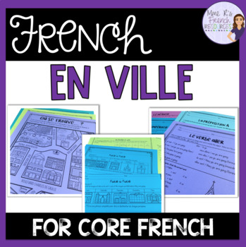 Preview of French city & places speaking & writing vocabulary unit for core French EN VILLE