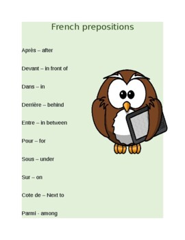 Preview of French prepositions