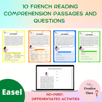 Preview of 10 French reading comprehension passages and questions